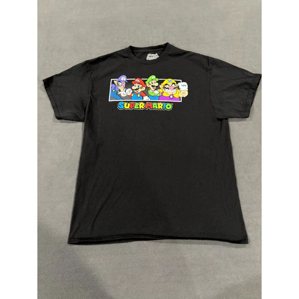 Super Mario T Shirt Mens Large Black Luigi Wario Waluigi Below Graphic Print